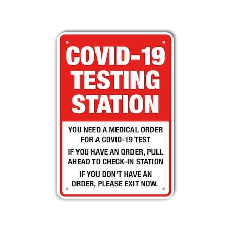 Lyle COVID Plastic Sign, Covid-19 Testing Station, 10x14 LCUV-0004-NP_10x14